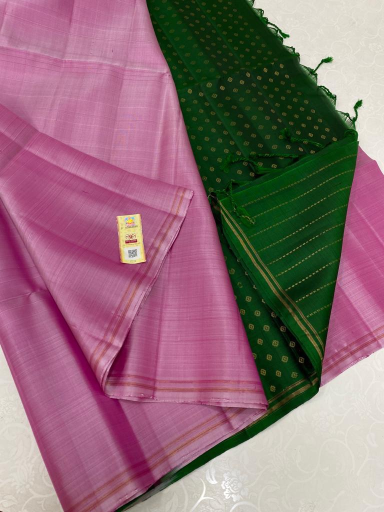 Plain Pink Soft Silk Saree with Contrast Designer Pallu & Blouse