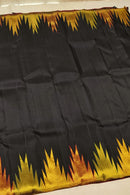 Black with Reddish Maroon Korvai Temple Border Handloom Kanchipuram Silk Saree