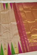Half White Beige 8 Kol Korvai Temple Border Kanchipuram Silk Saree