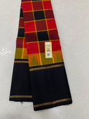 Traditional Checked Pattern Handloom Kanchipuram Silk Saree