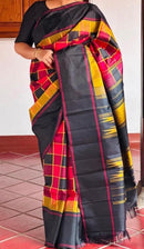 Traditional Checked Pattern Handloom Kanchipuram Silk Saree