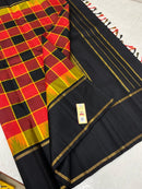 Traditional Checked Pattern Handloom Kanchipuram Silk Saree