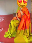 Orange Patil Pallu Pattern Handloom Kanchipuram Silk Saree