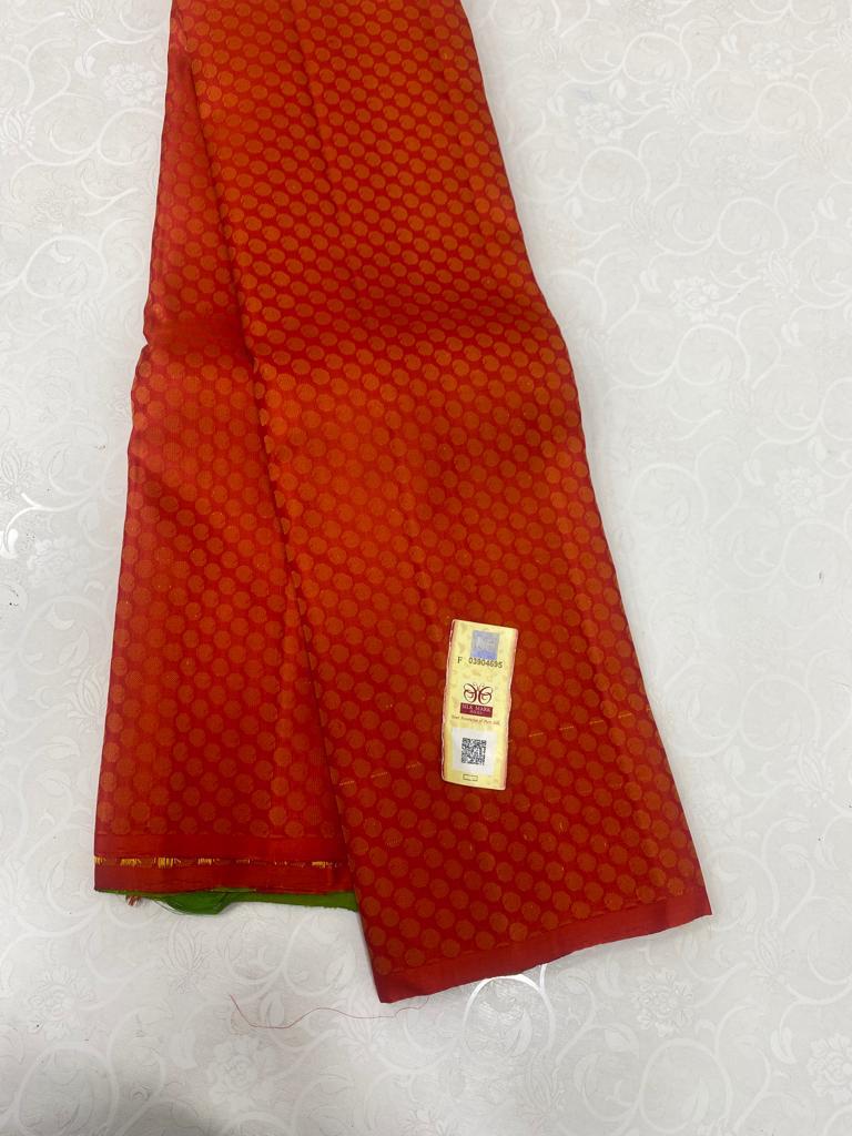 Orange Patil Pallu Pattern Handloom Kanchipuram Silk Saree