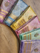Catalogue - Pure Metalic Tissue Silk Embroidery Jal Sarees Sarees With Katan Banarasi Border
