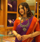 Purple Pure Wrinkle Mysore Crepe Silk Saree