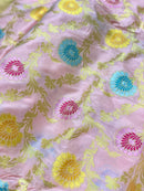 Pastel Pink Banarasi Katan Silk Tilfi Weaving Meenakari Jal Work Saree
