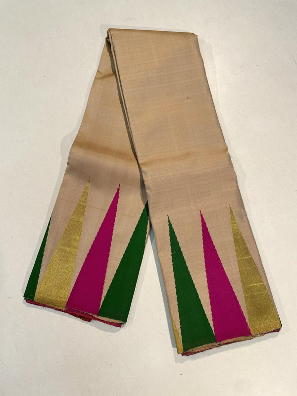 Half White Temple Border Kanchipuram Silk Saree