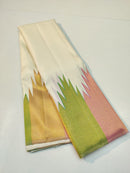 Half White 8 Kol Korvai Temple Border Pure Kanchipuram Silk Saree