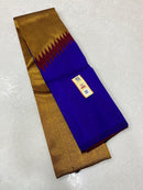 Royal Blue Maroon Korvai Raising Temple Border Kanchipuram Silk Saree