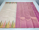 Half White Korvai Temple Border Kanchipuram Silk Saree