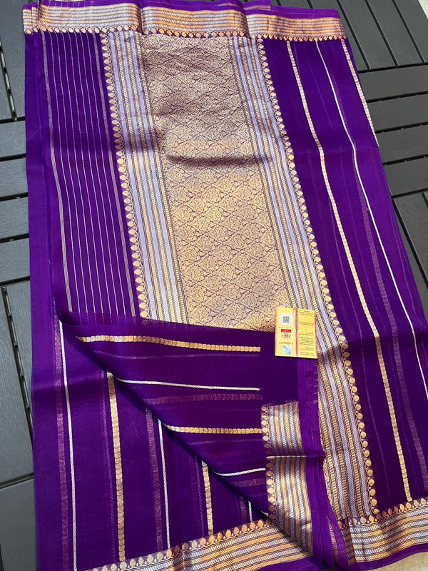 Purple Banarasi Kora Organza Silk Saree