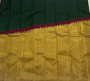 Green Maroon Korvai Raising Temple Border Kanchipuram Silk Saree