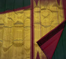 Green Maroon Korvai Raising Temple Border Kanchipuram Silk Saree