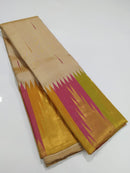 Half White Traditional Korvai Multicolor Temple Border Handloom Kanchipuram Silk Saree