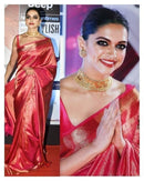 Pure Zari Dual Shade Pink Kanchipuram Handloom Silk Saree