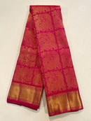 Pure Zari Dual Shade Pink Kanchipuram Handloom Silk Saree