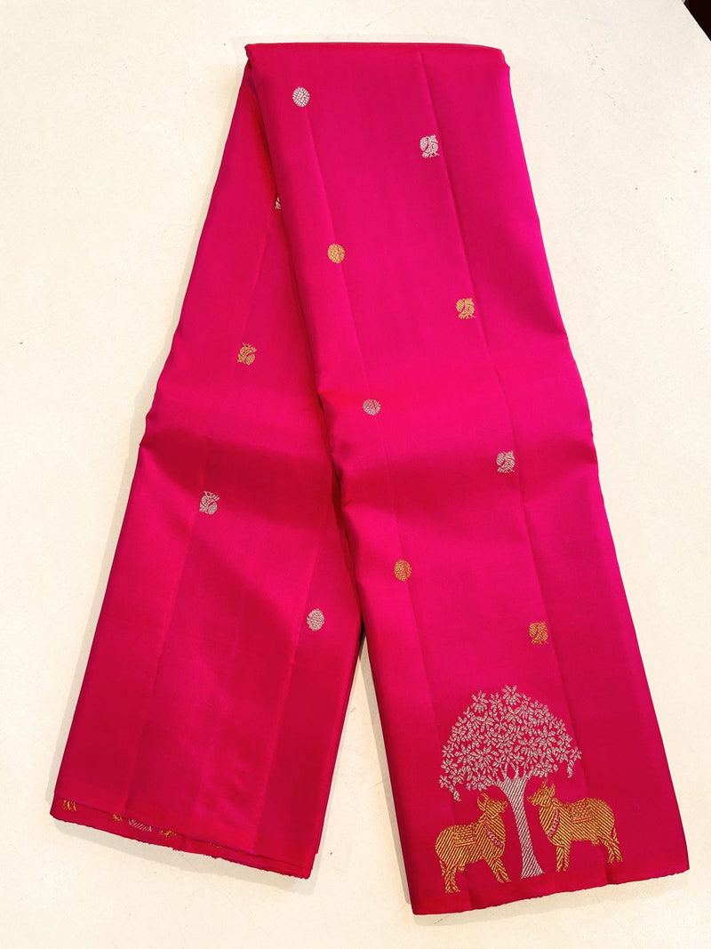 Pink Handloom Kanchipuram Silk Saree with Pichwai Zari Design