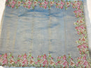 Pastel Blue Crushed Banarasi Pure Kora Tissue Silk Sarees with Embroidery Work