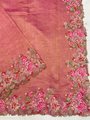 Pink Crushed Banarasi Pure Kora Tissue Silk Sarees with Embroidery Work