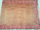 Golden Rust Crushed Banarasi Pure Kora Tissue Silk Sarees with Embroidery Work
