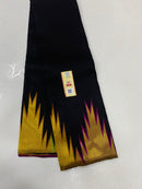 Black Majentha Korvai 8 Kol Weaving Temple Border Handloom Kanchipuram Silk Saree
