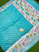 Blue Pure Banarasi Tussar Georgette Silk Saree with Tilfi Meenakari Work