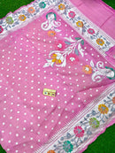 Pink Pure Banarasi Tussar Georgette Silk Saree with Tilfi Meenakari Work