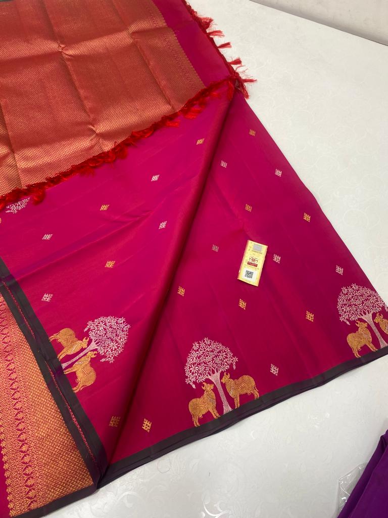 Pink Handloom Kanchipuram Silk Saree with Pichwai Zari Design