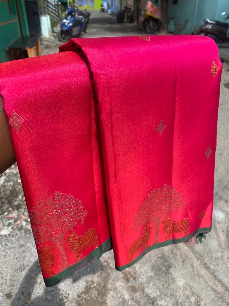 Pink Handloom Kanchipuram Silk Saree with Pichwai Zari Design