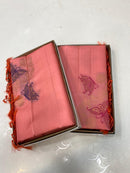 Borderless Peach Pink Pure Handloom Kanchipuram Soft Silk Saree with Butterfly Design Meena Work