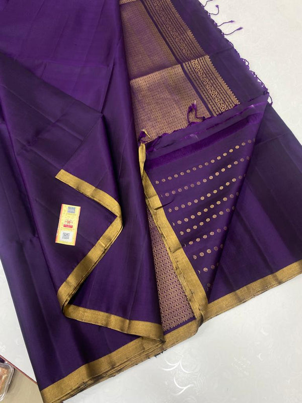 Purple Plain Soft Silk Saree with Designer Pallu and Designer Blouse