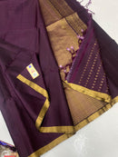 Wine Plain Soft Silk Saree with Designer Pallu and Designer Blouse