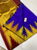 Royal Blue Korvai Temple Border Kanchipuram Silk Saree