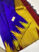 Royal Blue Korvai Temple Border Kanchipuram Silk Saree