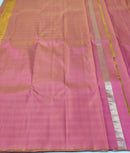 Dual Shade Golden Pink Seepu Rekku Border Kanchipuram Handloom Silk Saree