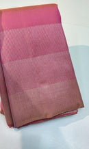 Dual Shade Golden Pink Seepu Rekku Border Kanchipuram Handloom Silk Saree