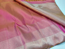 Dual Shade Golden Pink Seepu Rekku Border Kanchipuram Handloom Silk Saree