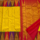 Yellow Korvai Multi Color Temple Border Kanchipuram Silk Saree