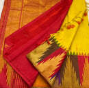 Yellow Korvai Multi Color Temple Border Kanchipuram Silk Saree