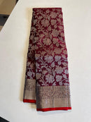 Celebrity Style Actress Keerthi Suresh Kanchipuram - Deep Brown Maroon Saree With Silver Zari Weaving Traditional Handloom Kanchipuram Silk Saree