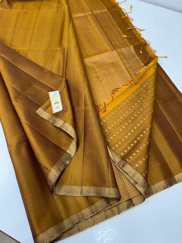 Methi Yellow Plain Soft Silk Saree with Designer Pallu and Designer Blouse
