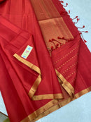 Red Plain Soft Silk Saree with Designer Pallu and Designer Blouse