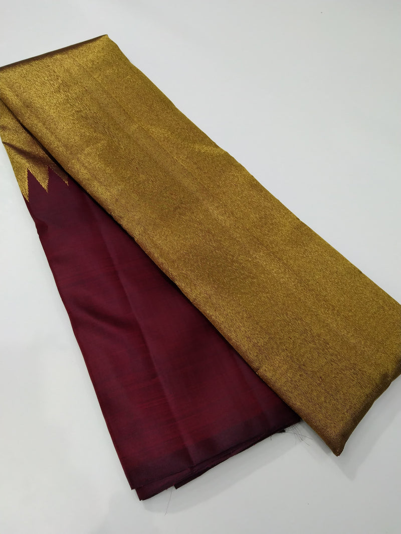 Maroon Raising Temple Border Kanchipuram Silk Saree