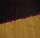Black With Reddish Maroon Korvai Raising Temple Border Kanchipuram Silk Saree
