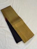 Black With Reddish Maroon Korvai Raising Temple Border Kanchipuram Silk Saree