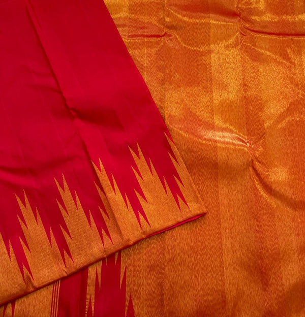 Red Temple Border Kanchipuram Silk Saree