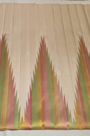 Half White Beige 8 Kol Weaving Long Temple Border Kanchipuram Handloom Silk Saree
