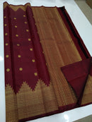 Maroon Long Turning Border Kanchipuram Silk Saree