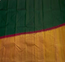 Green Maroon Korvai Raising Temple Border Kanchipuram Silk Saree